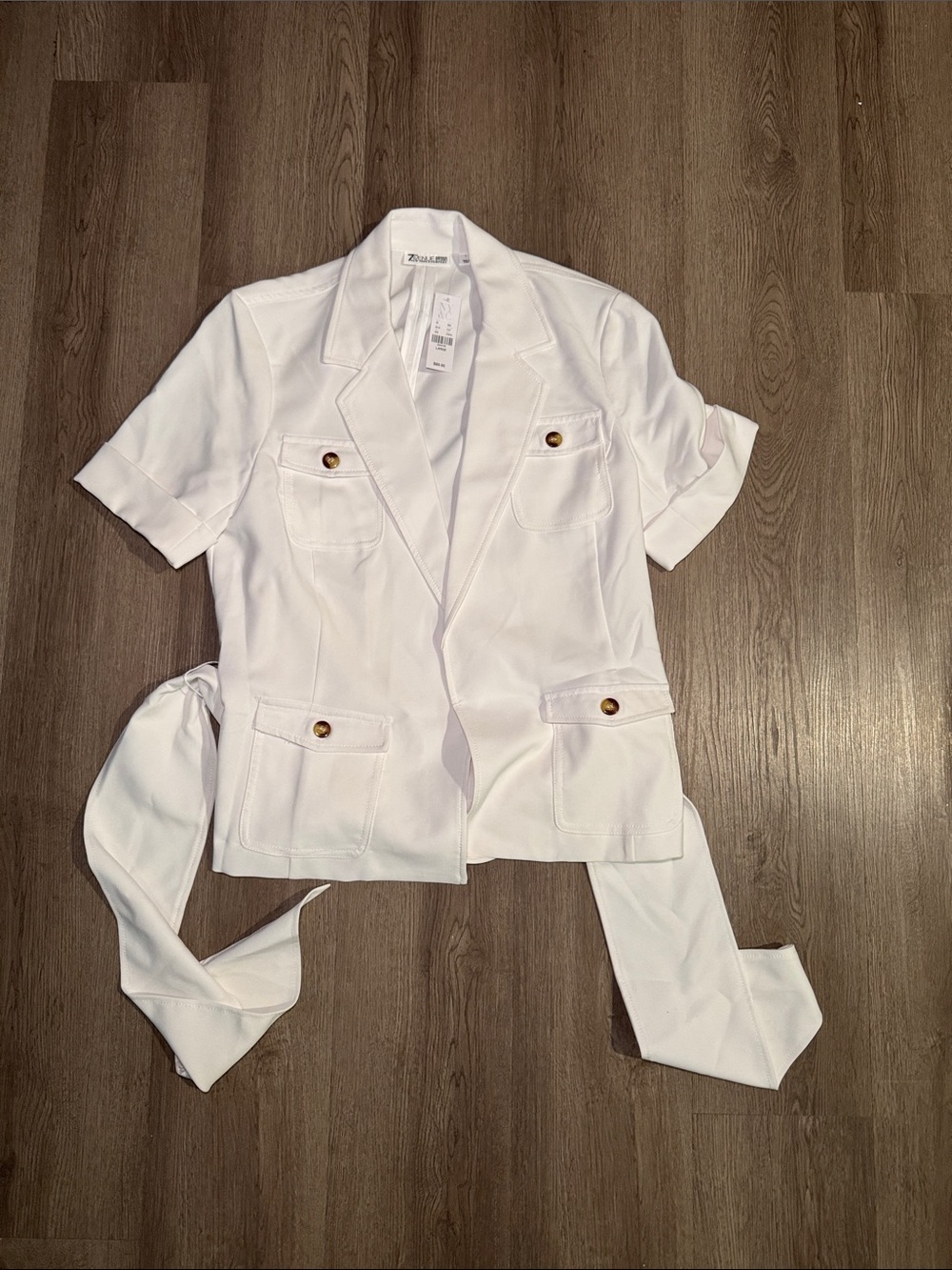 New York & Company White Short-Sleeve Tailored Blazer